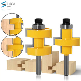 L-N235 2pc 8mm Shank High Quality Large Tongue & Groove Joint Assembly Router Bit Set 42mm Stock Wood Cutting Tool
