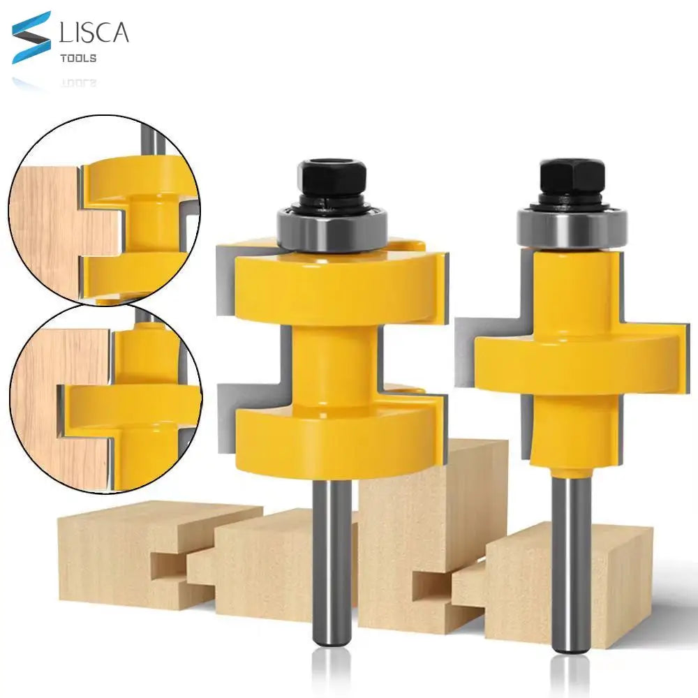 L-N235 2pc 8mm Shank High Quality Large Tongue & Groove Joint Assembly Router Bit Set 42mm Stock Wood Cutting Tool