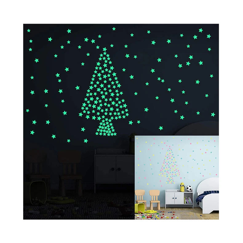 3.8 cm Large Size Colorful Removable High Bright Night Light Glow in the Dark Fluorescent Stars Hotel Wall Decorative Stickers