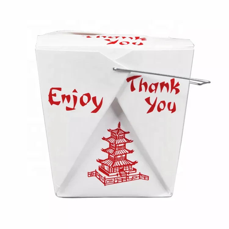 Custom 16 oz 26 oz 32 oz Pagoda Wire Handle Food Pail Chinese Paper Noodle Takeout Box