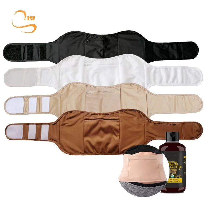 Anti Oil Leak Castor Oil Compress Wrap with Storage Bag Adjustable Machine Washable Private Label Organic Castor Oil Wrap Pack