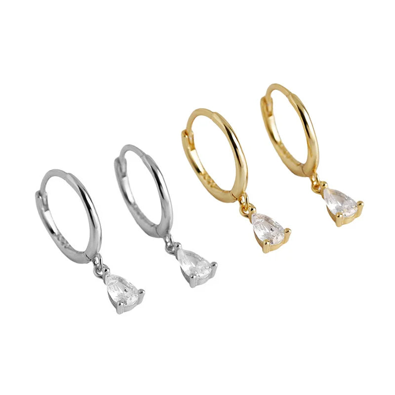 925 Sterling Silver Unique Flower Crystal CZ Zircon Dangle Hoop Earrings 18K Gold Plated Cute for Weddings Parties Gifts