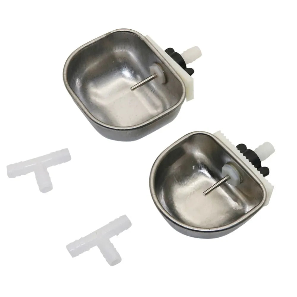 Farm 9mm Stainless Steel Rabbit Water Bowl Automatic Drinker Cage Fix Cup Raising Anti-scratch Fox Mink Feeding Drinking Bowl