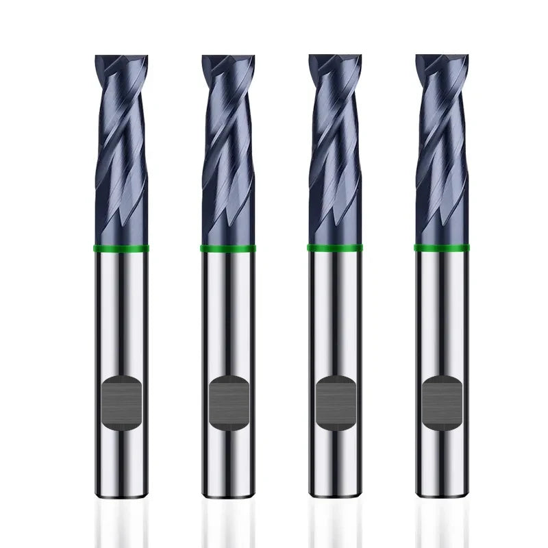 Azzkor TGH HRC50 Solid Carbide 2 Flute Weldon Shank Flat End Mill TIAlN Coating Square