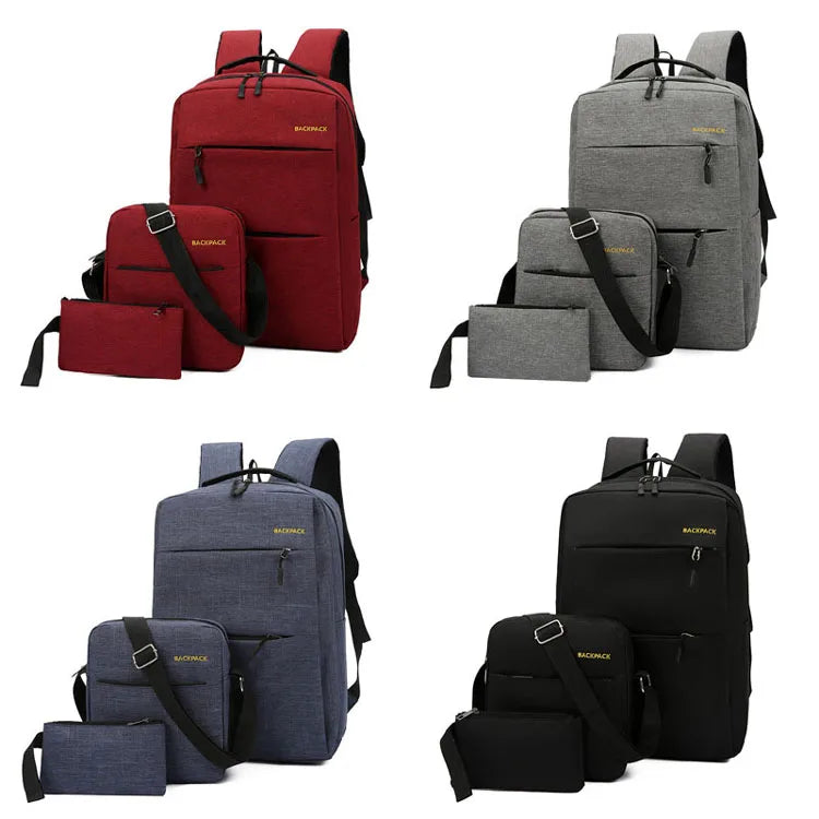 Custom High Quality Fashion Boys Durable 3pcs Bookbags Back Pack Laptop USB Charging Student School Backpack Bag Set for Kids