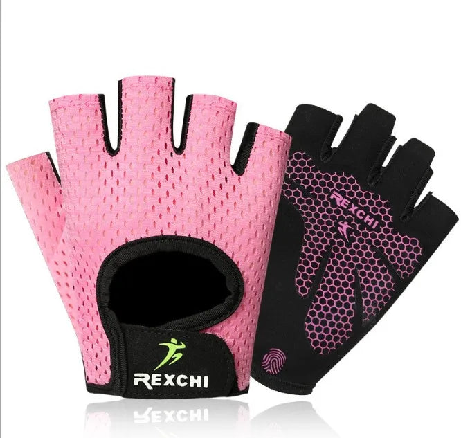 Silicone Palm Gym Gloves Breathable Fitness Design with Hollow Back for Weightlifting Dumbbell Workout Bodybuilding-RG-27