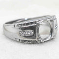 Sterling Silver 7*9mm Semi Mount Men's Ring Frame Empty Blank Claw Setting S925 Base Holder Without Center Stone for DIY Inlay