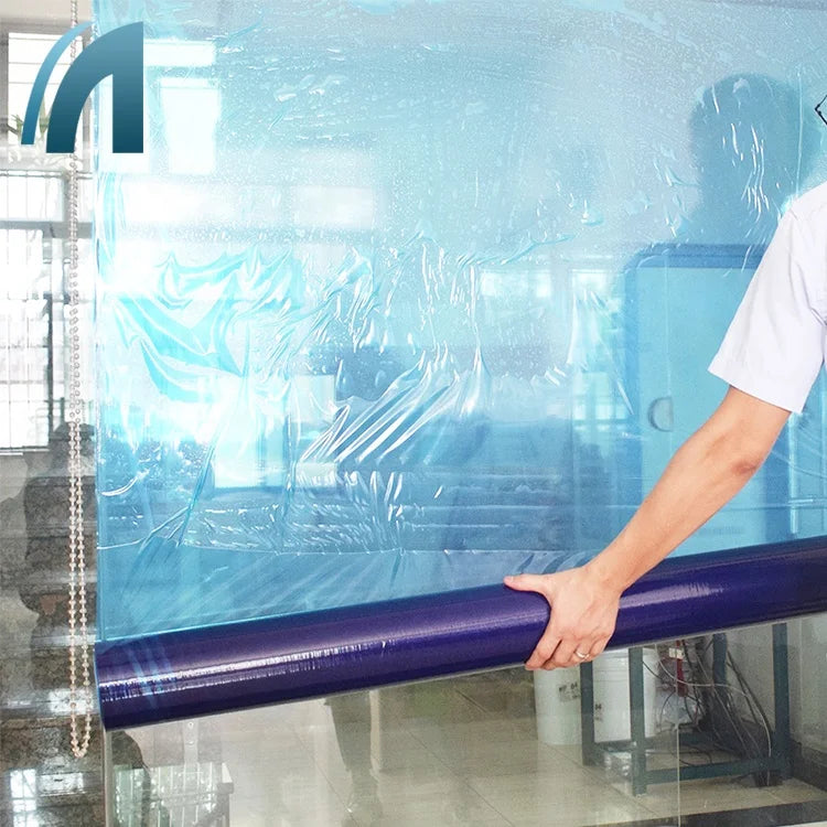 Hot Sale ShengFa Brand Moisture Proof Transparent Blue Window Protective Film Soft PE Blow Molding Glass Protection for Window