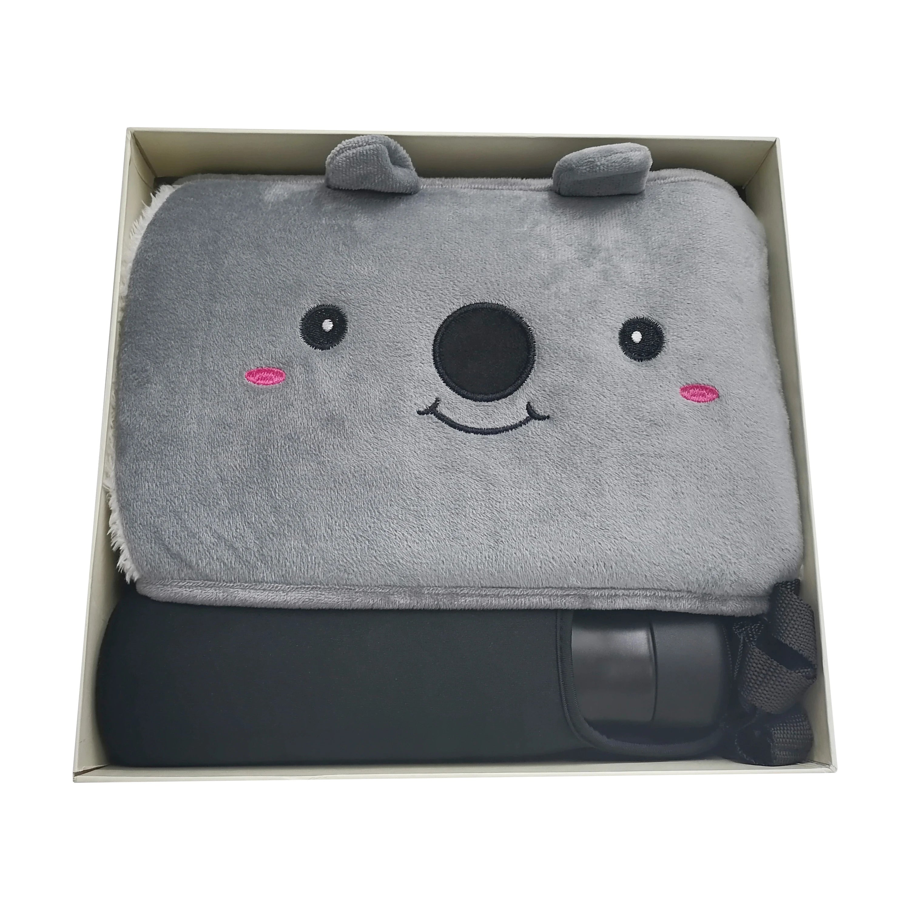 Cartoon Koala Design Grey Plush Heating Pads Bag Christmas Waist Hot Water Bottle Belt Promotional Business Gifts