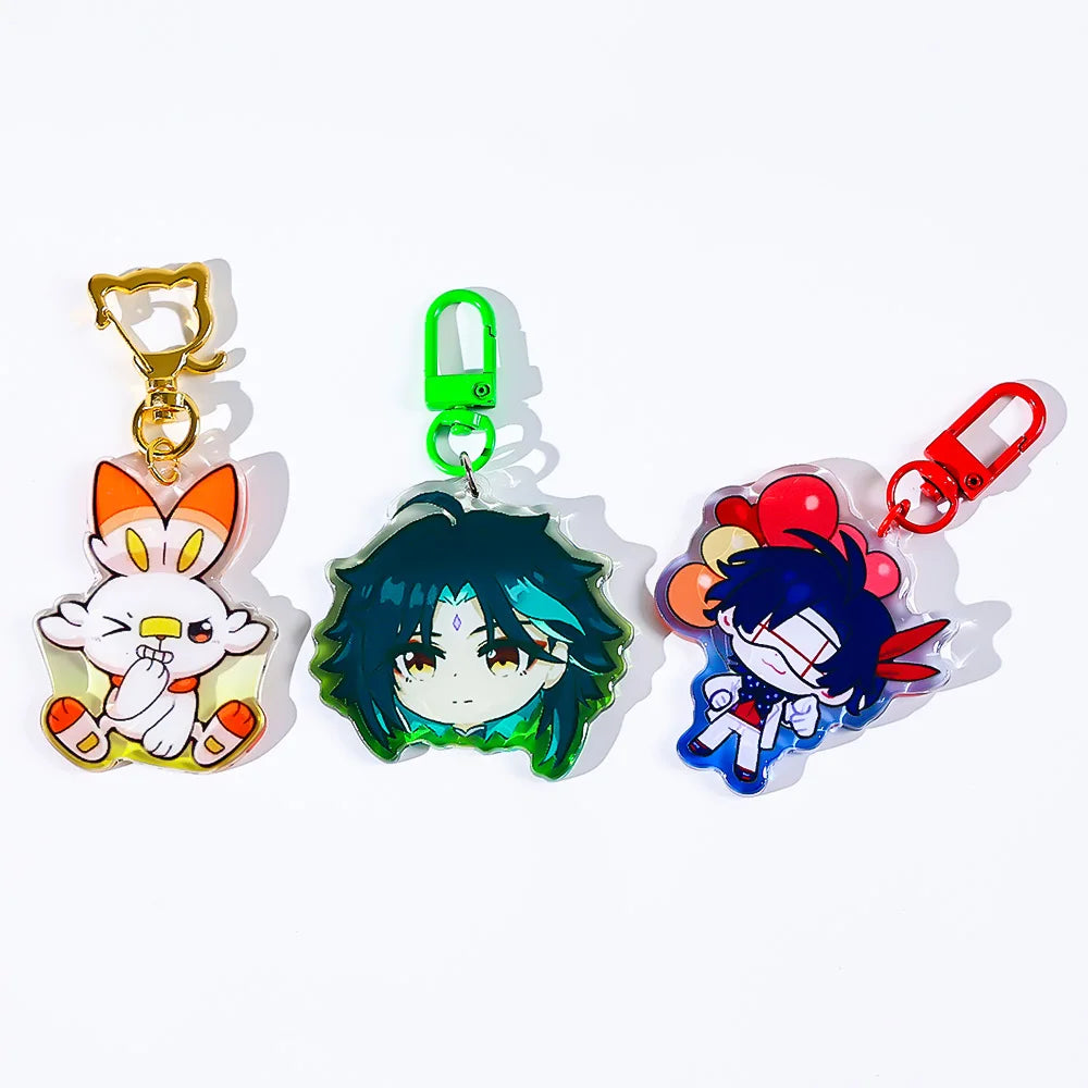 CNAWO Custom Logo Kawaii Cute Kawaii Holographic UV Charms Cartoon Anime Epoxy Acrylic Keychains Plastic Metal Resin Keychains