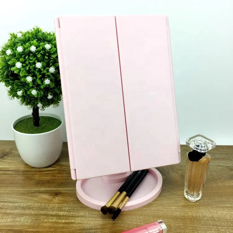 Makeup Mirror With 22 Led Lights 3 Foldable 2/3X Magnifying Portable Bedroom Dressing Table Cosmetic Vanity Mirrors Make up Tool