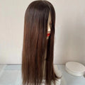 Yefinewig Stock Long 22-24inch Women Hair Topper Brazilian Remy Hair Natural Straight 130% Density Silk Base Closure Ash Blonde