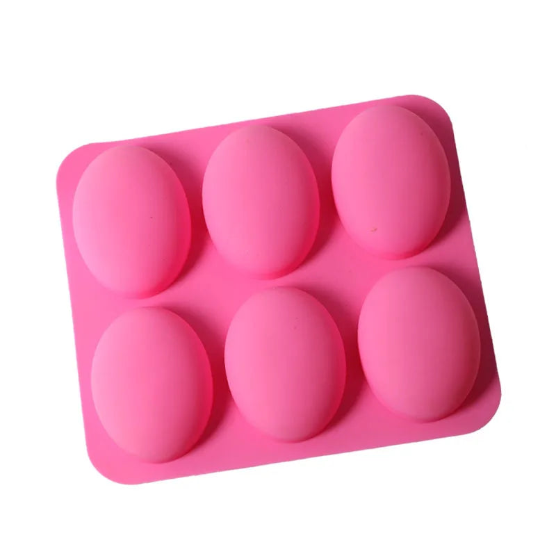 DIY Crafts & Soap Bar Making Moulds Round Pebble Shaped  6 Cavity Silicone Oval  Soap  Molds