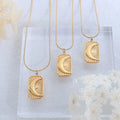 Wholesale Fashion square Pendant Women Gold Chain Moon Star Pendant Stainless Necklace Bijoux Acier Inoxydable