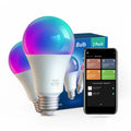 2Pack Set E26 A19 RGB Multi Color BT and Tuya App Control Alexa Google Assistant Dimmable LED Smart Light Bulbs