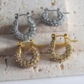 Waterproof Titanium Stainless Steel 18k Gold Plated Geometric Hoop Zircon Beads Paving Earring Women Jewellery 26 and 18mm