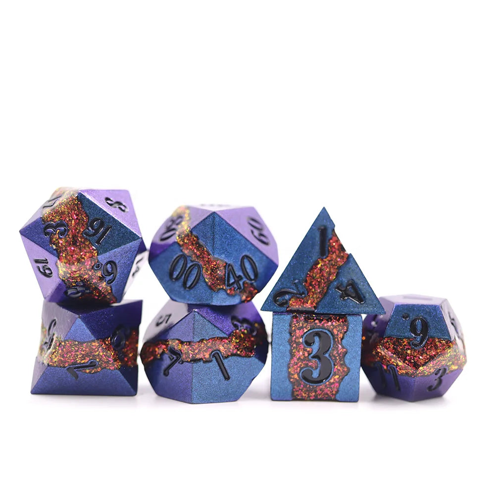 Custom Purple Polyhedral Zinc Alloy RPG DND Board Game Dice Set Metal Dice