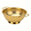 Gold Stainless Steel Kitchen Utensil Fruit Vegetable Metal Strainer with Handle for Supplies