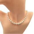 35-50 cm Choker Necklace With Stainless Steel Real Gold Plating Claspnatural Freshwater PearlAA 7.3-8.3 mm Rice Pearl Durable