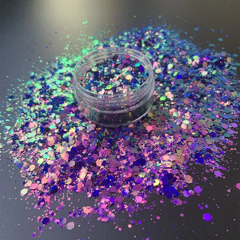Wholesale Bulk Cosmetic Glitter Powder Color Shift Changing Chunky Mixed Kilogram Chameleon Craft Glitter
