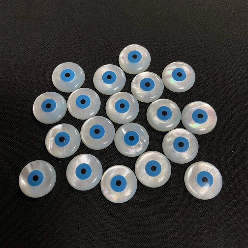 Loose Mother of Pearl Shell 8mm-15mm Round Marquise Flatback Cabochon Round Evil Eye Beasds