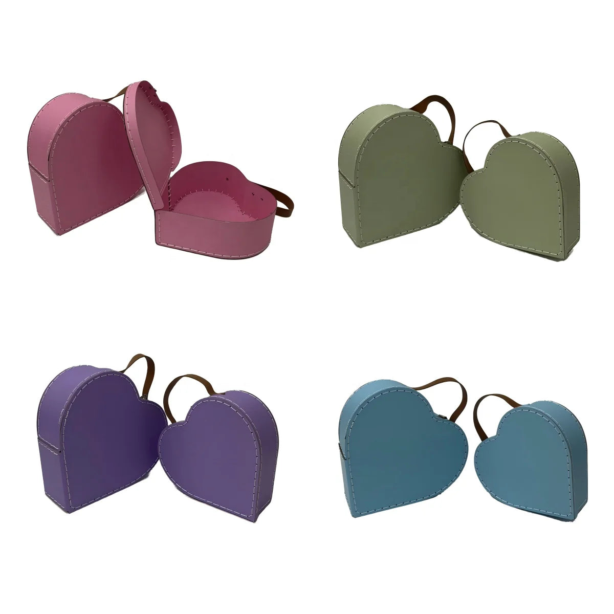 High Quality Heart Sewing Thread Set with Leather Handle 2-Piece Clamshell Gift Box Recycled Materials Heart Flower Box