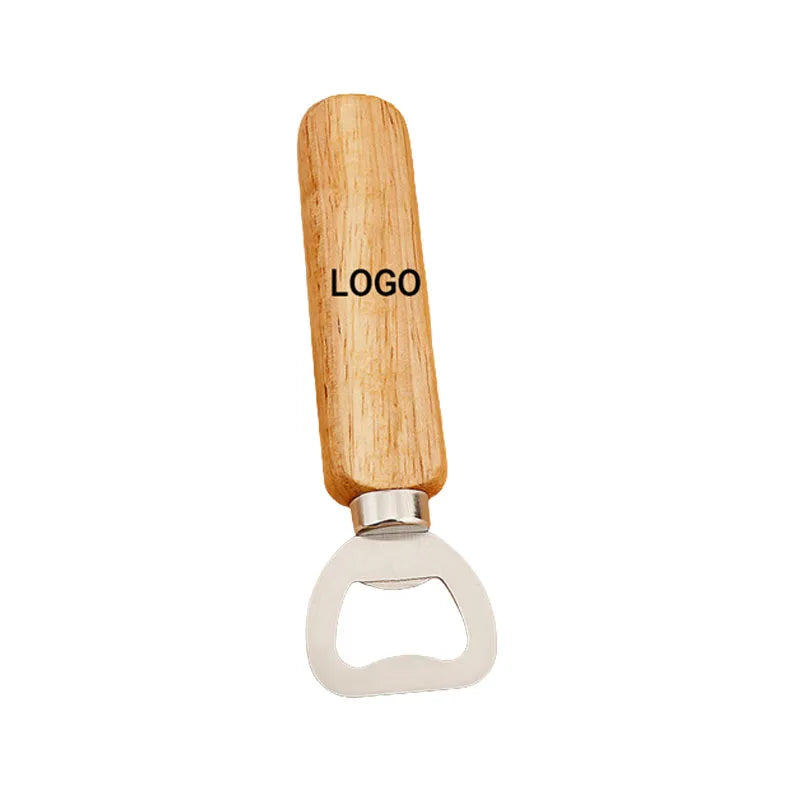 Custom Heavy-Duty Stainless Steel Bottle Opener with Wooden Handle Wedding Gift Engraved Logo Promotional Tool Kit