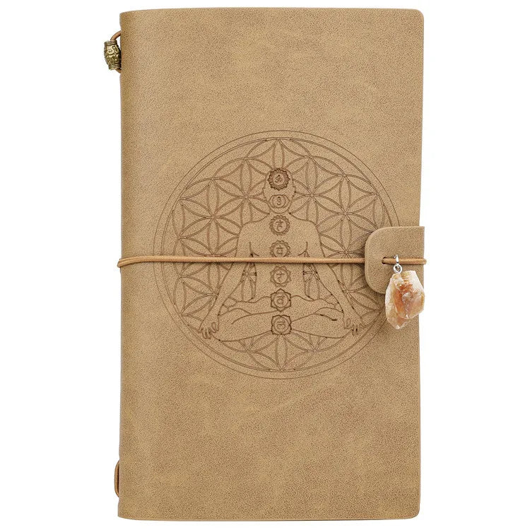 Hongzhuo Quality Cheap Price Stone Journal Leather Cover Office Dairy Notebook Chakra Medieval Rough Stone Embossed
