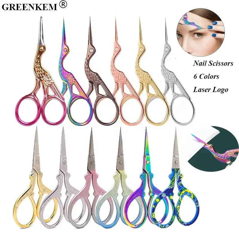 Stainless Steel Classic Durable Manicure Cutter Remover Scissor Nail Cuticle Styling Tool Chameleon Crane Bird Nail Scissors