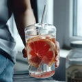 Custom Made Clear High Borosilicate Glass Milk Coffee Water Cups with Glass Lid and Straw