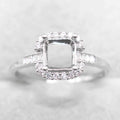 Sterling Silver 6*6mm Semi Mount Ring Square Shape Empty Frame Blank Claws Setting S925 Base Without Center Stone for Inlay DIY