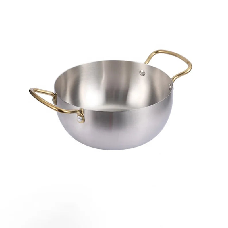 Stainless Steel Korean Thickened Instant Noodle Pot Mini Hot Pot 304 Stainless Steel Double Gold Ear Ramen Pot