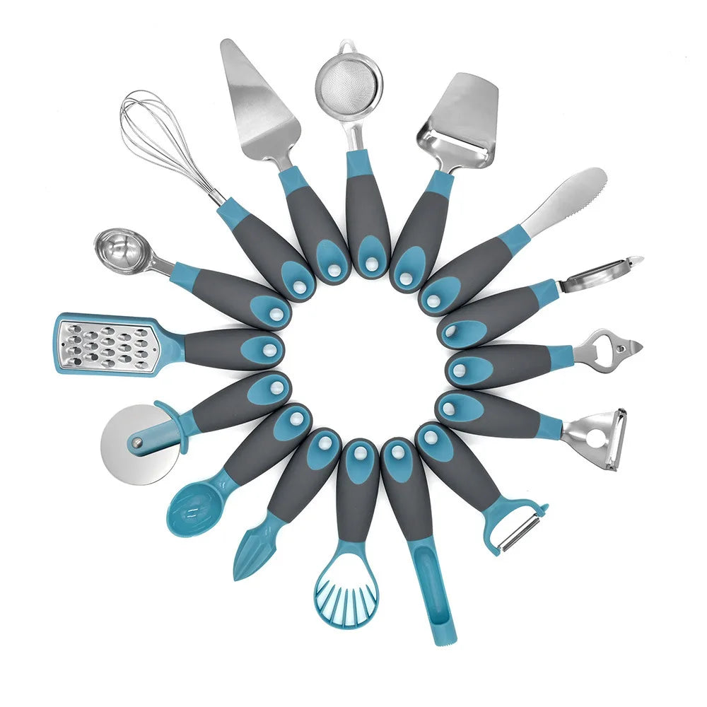 Best Seller Stainless Steel Kitchen Gadgets Baking SETSErgonomics Non-stick Rubber Handle Cooking Tools Kitchen Utensils