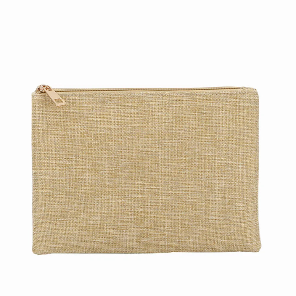 Hot Sale Logo Printed Custom Linen Organizer Zipper Pouch Wholesale Eco Friendly Makeup Toiletry Promotion Gift Bag