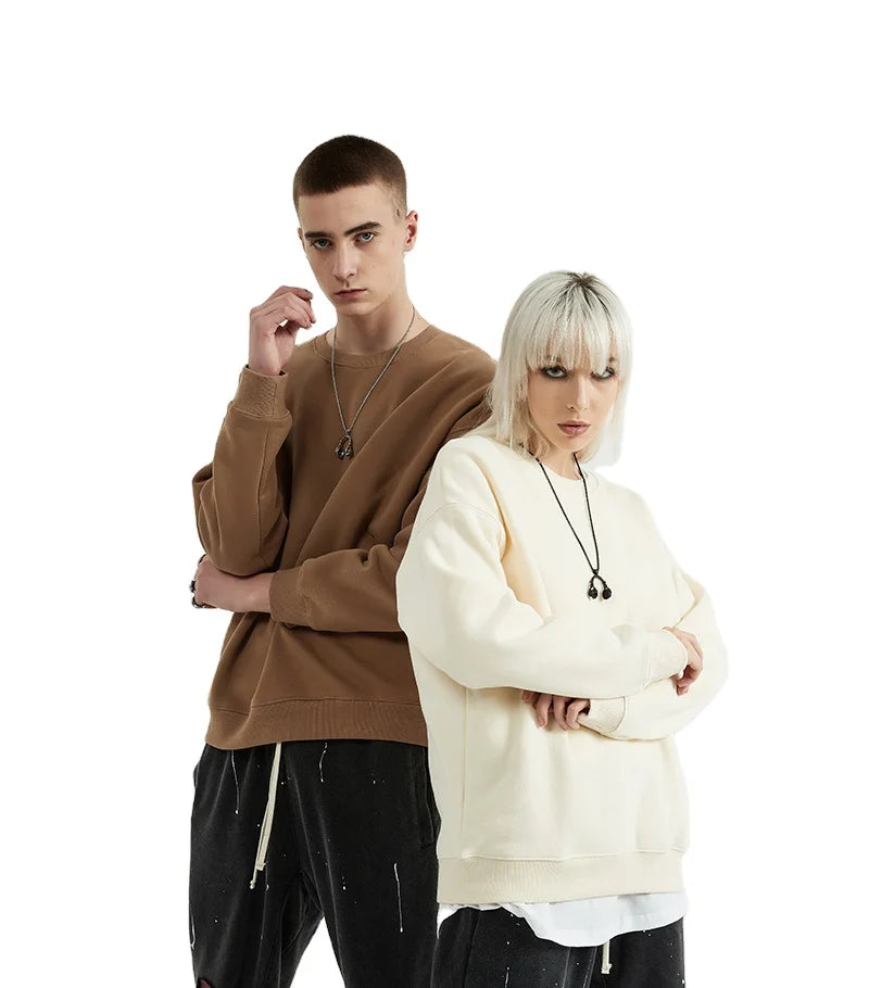 Blank Quality Cotton Oversized Sweatshirt OEM Custom Print logo 100% Polyester 3800gsm Crew Neck Sweatshirt