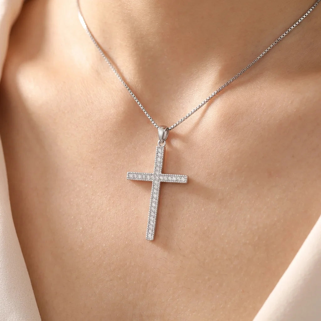 Wholesale Christian Cross God Charm Pendant Rhodium Plated Cubic Zirconia Sterling Silver Fine Jewelry Unisex