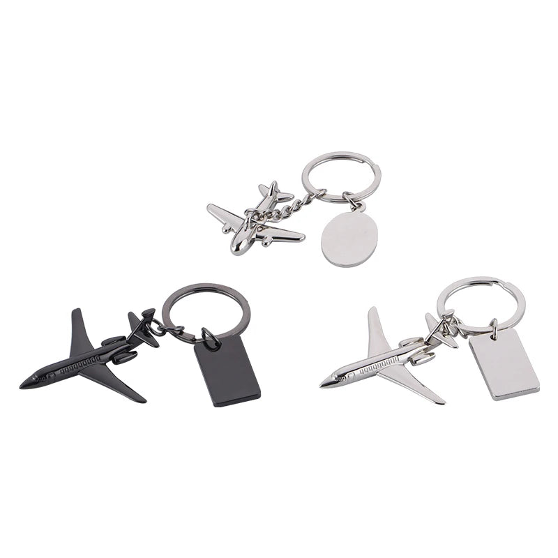 Wholesale Sublimation Keychain Blank Metal Key Ring Custom Shaped Accessories 3D Keychain With Logo Airplane Metal Keychain