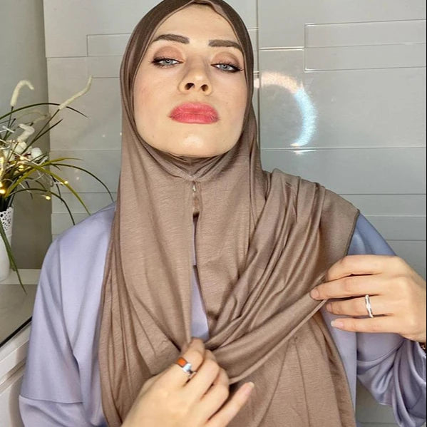 2022 Hot Jersey Hijab Instant Style New Muslim Women Daily Hijab Ready to Wear Jersey Scarf Shawls Ethnic Accessory