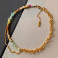 2024 Vintage Brass Electroplated 18k Gold Chain Splicing Colorful Natural Stone Bead Necklace Jewelry Gifts Customized