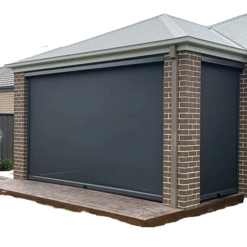 10Meter Wide Zip Track Outdoor Aluminum Patio Screen Shades Windproof Smart Electric Sun Blinds with Fabric Material