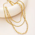 Minimalist 18K Gold Plated Multi-Layer Snake Chain Necklace Set Trendy Geometric Style Stainless Steel Jewelry for Women
