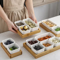Classic Creative Division Tray Snack Nut Plate Dry Fruit Plate Sauce Platter Eco-Friendly Ceramic Bamboo Hotels Household Fruit