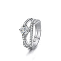 SC Silver Plated Opening Adjustable Finger Ring Crown Crystal Wedding Ring Imitatie Moissanite Ring for Women