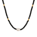 Fashion Black Necklace Glass Beads Spliced with Freshwater Pearls Couples Necklace