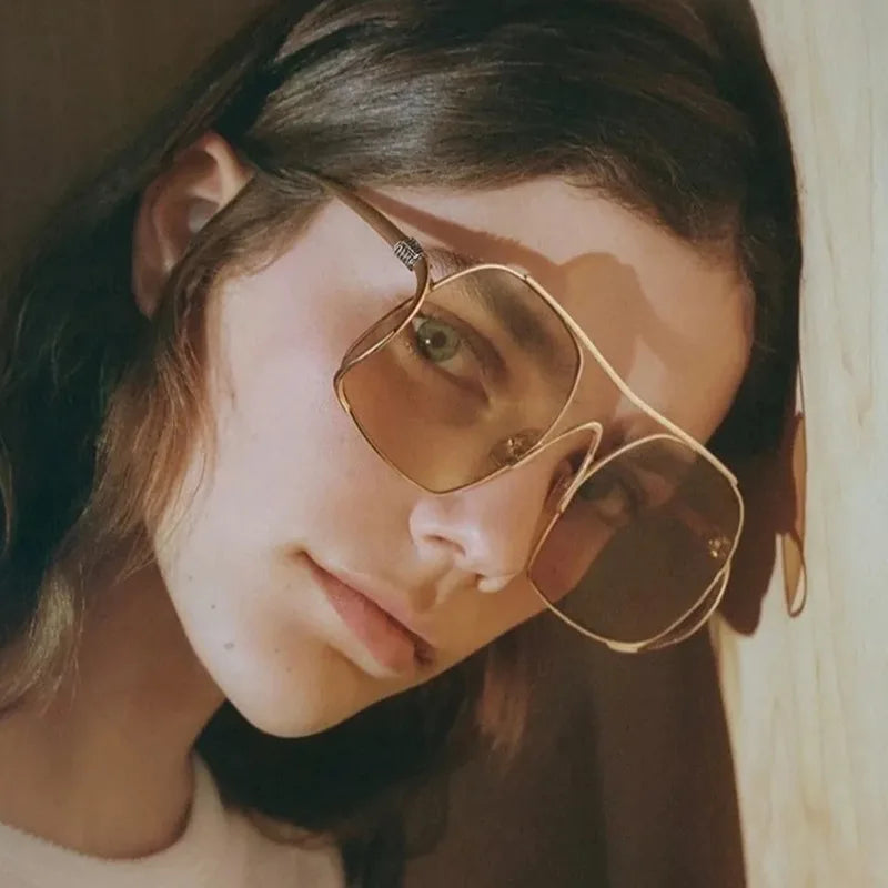 UNOC 2026 Summer Ladies Sunglass Sun protection Big Frame Woman Sunglasses Classic Metal Men Vintage Sunglasses