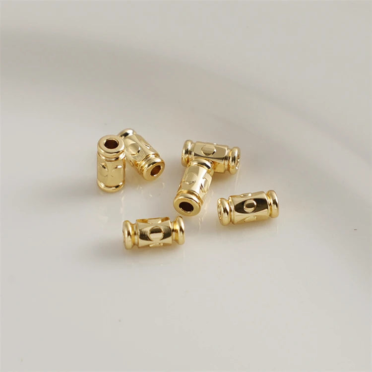 For Necklace making rosary Brass plating 18K Tibetan scripture jewelry accessories Separate Barrel beads