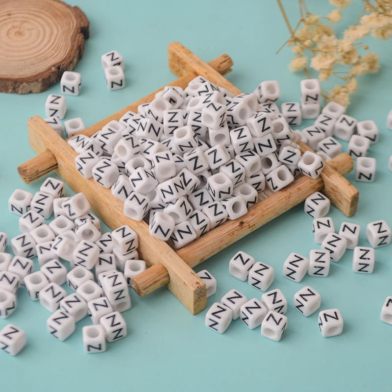 Fashion Square Acrylic Beads with Alphabet Letters Plastic & Lucite Jewelry Making for Bracelets Necklaces Anklets