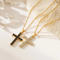 No Fade Gold Plated Cross Pendant Necklace Religious Jewelry Classic Stainless Steel Cubic Zirconia Cross Necklaces for Women