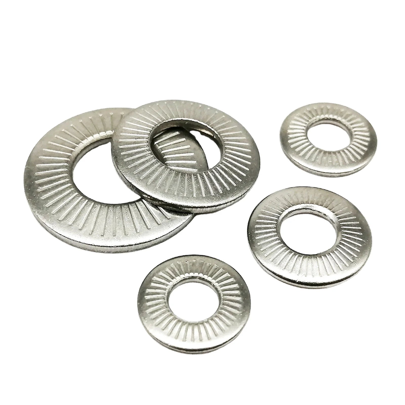 2/5/10/25/50pcs M3 M4 M5 M6 M8 M10 M12 M16 NFE25-511 304 Stainless Steel Disc Spring Serrated Lock Washer Knurled Elastic Gasket