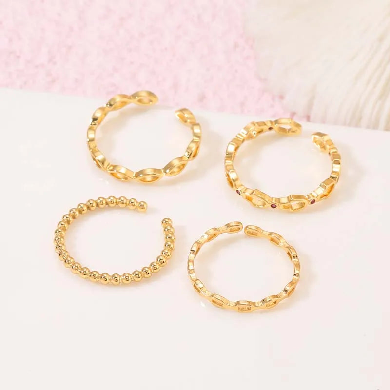 Latest Dainty Adjustable 14K Gold Plated Ring Bulk Jewelry Design for Women